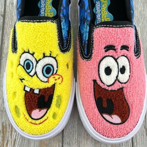 Little Kid SpongeBob SquarePants Fleece Slip-On Sneakers Shoes Size 13 - Picture 2 of 10
